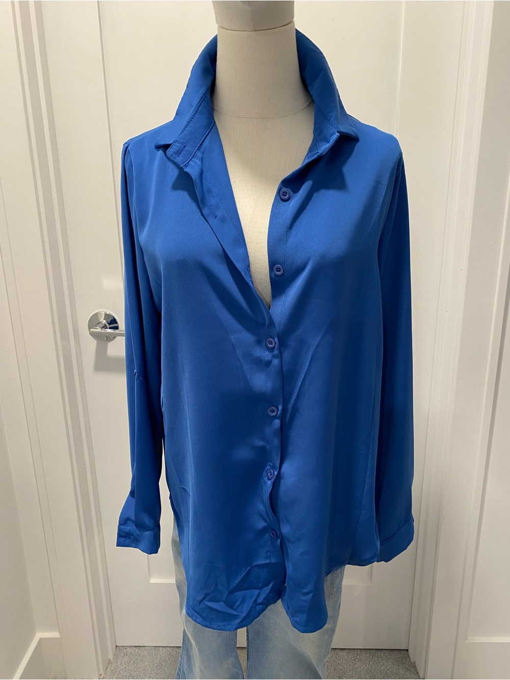 MISSLOOK Royal Blue Button-Down Blouse